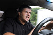 © Hayk Shalunts - Angry man driver dangerously driving car without seat belts