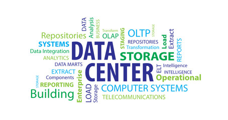 Wall Mural - Data Center Word Cloud on a White Background