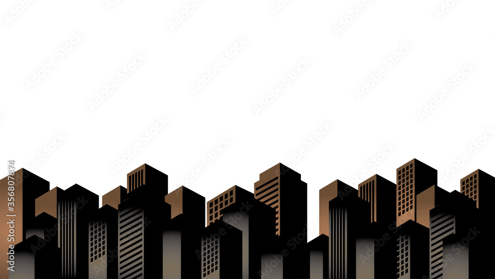 都心のビル群のシルエットイラスト Wall Mural Wallpaper Murals ヨーグル