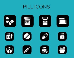 Sticker - Modern Simple Set of pill Vector filled Icons