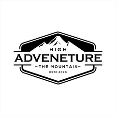 Wall Mural - Vector design logos, mountains, adventure, vintage simple and elegant white background