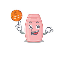 Canvas Print - Sporty cartoon mascot design of baby cream with basketball