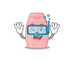 Poster - Baby cream mascot design swims with diving glasses