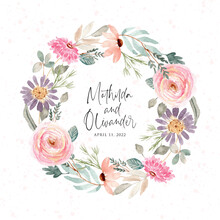 Beautiful Soft Watercolor Floral Wreath