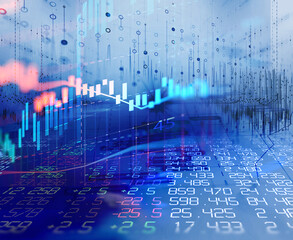 Poster - stock market investment graph on financial numbers abstract background.3d illustration