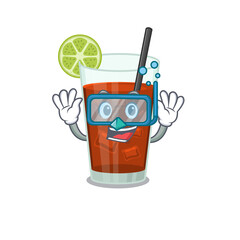 Sticker - Cuba libre cocktail mascot design swims with diving glasses