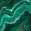 Seamless texture malachite. Abstract green background with gold