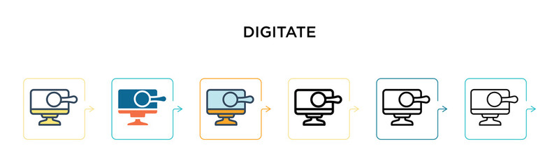 Digitate vector icon in 6 different modern styles. Black, two colored digitate icons designed in filled, outline, line and stroke style. Vector illustration can be used for web, mobile, ui