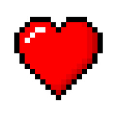 Wall Mural - Pixel love. Heart in Vector Illustration of pixel art.