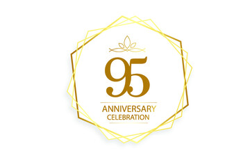 95 year anniversary, minimalist logo. Gold  vector illustration on white background - vector
