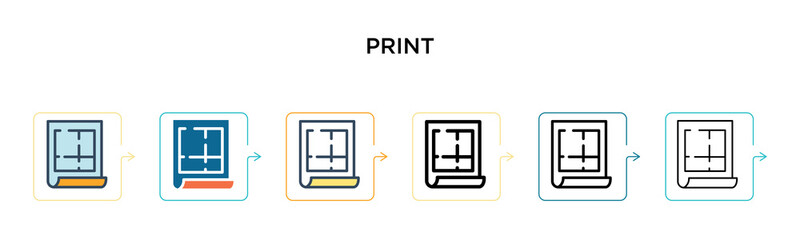 Sticker - Blueprint vector icon in 6 different modern styles. Black, two colored blueprint icons designed in filled, outline, line and stroke style. Vector illustration can be used for web, mobile, ui