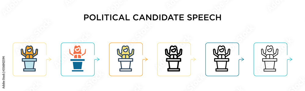Political candidate speech vector icon in 6 different modern styles ...
