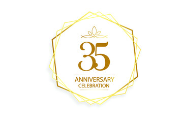 35 year anniversary, minimalist logo. Gold  vector illustration on white background - vector