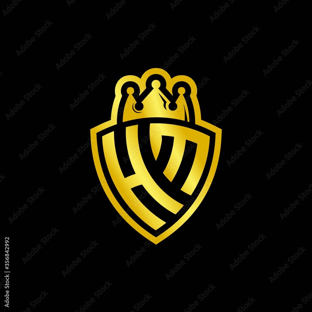 HM monogram logo with shield and crown style design template Stock ...