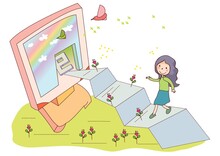 Girl Learning Computer Concept
