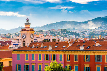 Clock Tower at Port Lympia Old Town Nice France