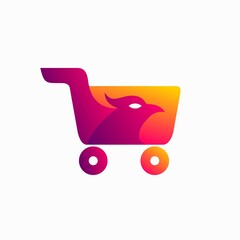 Sticker - bird cart logo, bird trolley vector