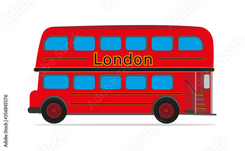 Fotografía Red London Bus vector drawing on a white background