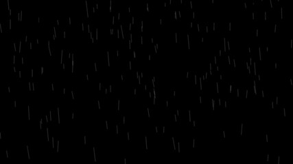 Wall Mural - Falling raindrops footage animation on dark black background