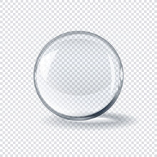 Realistic 3d Transparent Glass Spherical Ball On Checkered Background