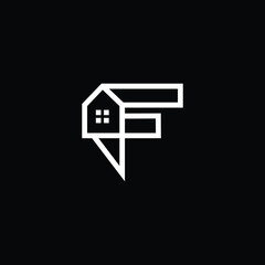 Logo design of F FF in vector logo for construction, home, real estate, building, property. Minimal awesome trendy professional logo design template on black background.