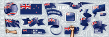 Vector Set Of The National Flag Of New Zealand In Various Creative Designs