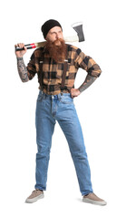 Sticker - Handsome lumberjack on white background