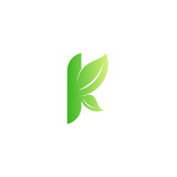 Fototapeta Na ścianę - initial letter K logo and leaf design template
