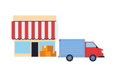 Wall Mural - transport of merchandise for stores with location