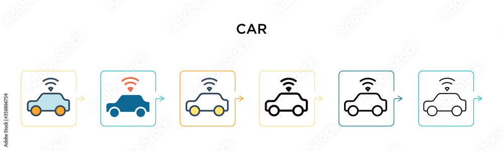 Car vector icon in 6 different modern styles. Black, two colored car ...