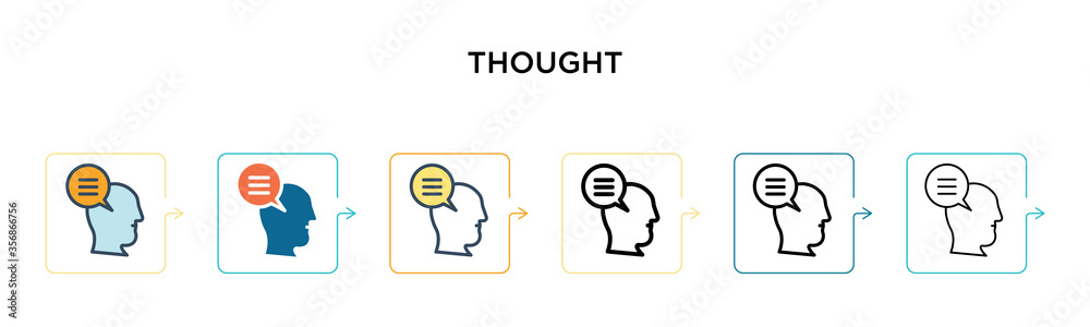 Thought vector icon in 6 different modern styles. Black, two colored ...