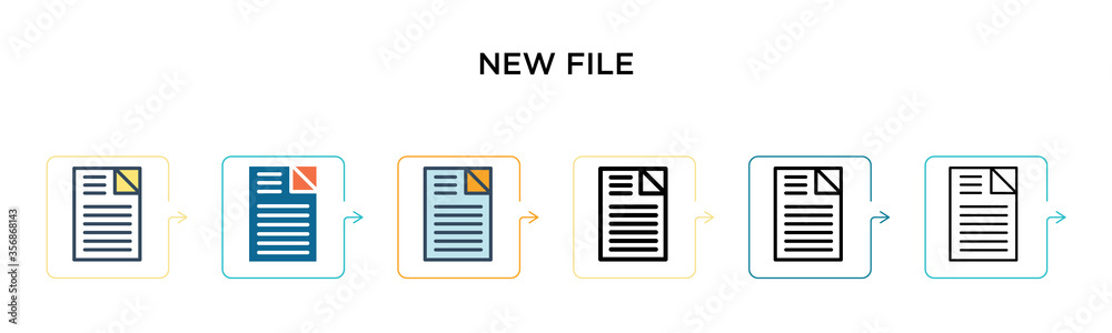New file vector icon in 6 different modern styles. Black, two colored ...