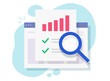 © Elena - Financial audit research online on internet web page or digital analysis and analytics electronic report vector flat, concept of accounting or sales finance market statistic inspection, quality icon