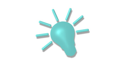 Wall Mural - New cyan light 3d bulb icon on white background,bulb icons