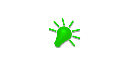 Wall Mural - Green color 3d bulb icon on white background,New idea bulb icon