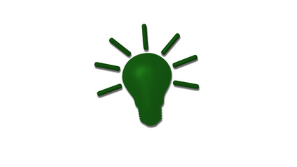 Wall Mural - New green dark 3d bulb icon on white background,3d bulb icon