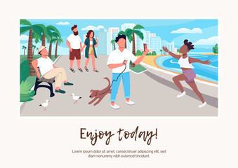 Poster - Enjoy today banner flat vector template
