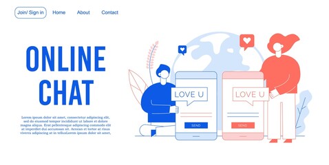 Online chat connecting loving people landing page