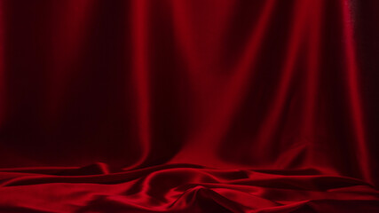Red silk or satin luxury fabric texture can use as abstract background.