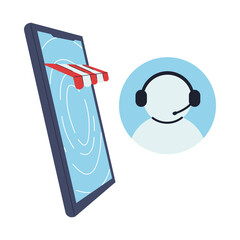 Poster - call center with virtual store