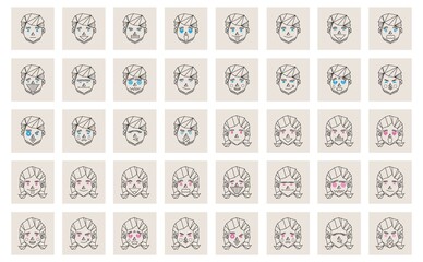 Sticker - set of human emoticons