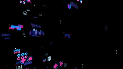 Poster - Colorful chart animation in cyberspace. Statistics. Analytics.