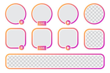 Poster - Set of story icon frame template. Avatar frames collection for social media. Stories live frame mock up