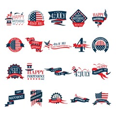 Poster - set of usa labels and banners