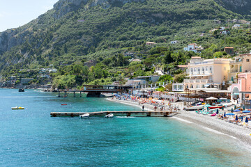 Marina del Cantone beach in Massa Lubrense, Naples, Italy