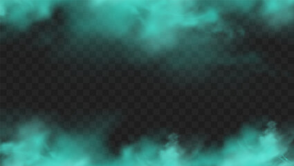 blue smoke isolated on dark transparent background. realistic blue magic mist cloud, chemical toxic 