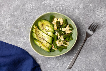 Wall Mural - Fresh food: avocado, peas, eggs. Healthy fats concept, ketogenic diet.