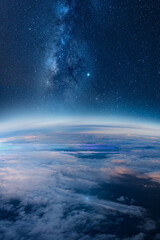 Wall Mural - view of stars and milkyway above earth from space