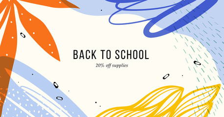 Wall Mural - back to school. universal artistic template. good for email header, social media post, ad, event and
