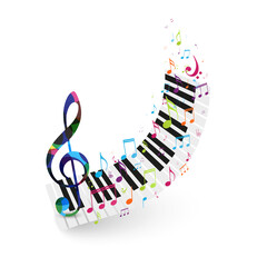 Wall Mural - Colorful music notes background, abstract sign and symbol